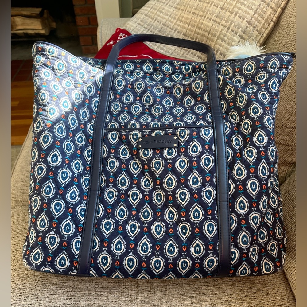Vera Bradley Blue and Orange Patterned Tote Bag